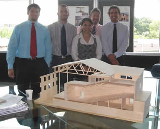 Students with model of building