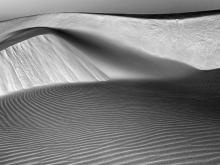 Black and white photograph of the Oceano Dunes