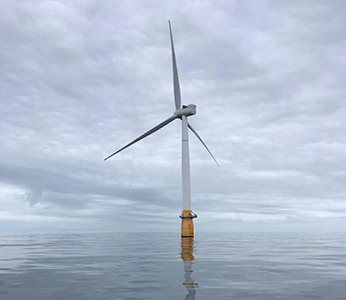 Large wind turbine in the ocean