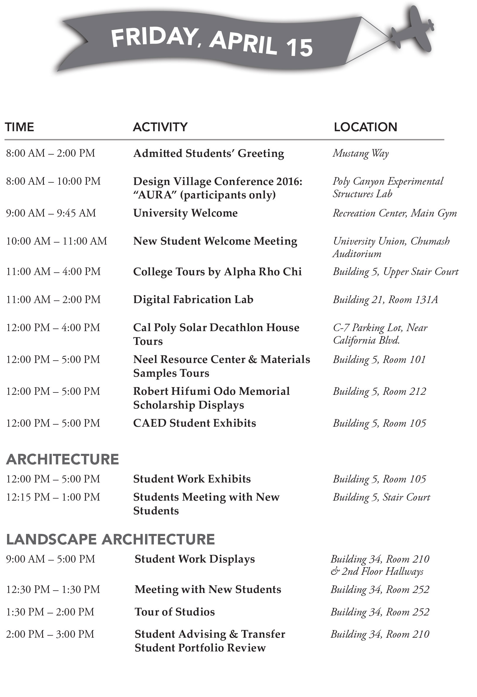 Open House Friday April 15