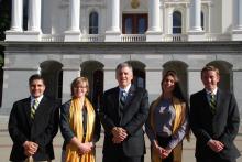 Photo of CAED students with President Armstrong Photo of students with President Armstrong