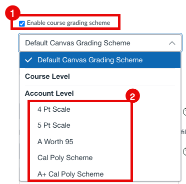 Canvas Grade Scheme, turn on and choose