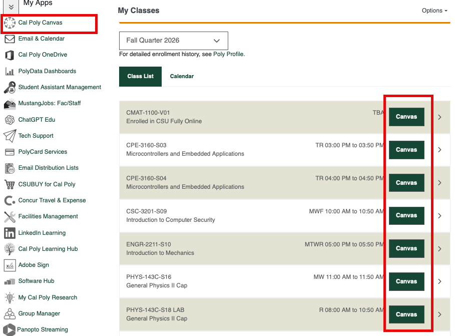 My Cal Poly Portal