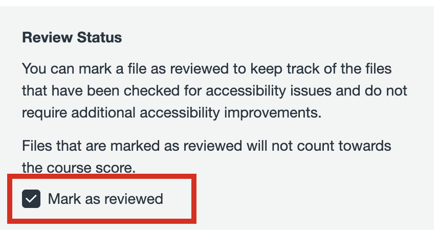 Marking item as reviewed in UDOIT/Access4All
