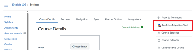 Migration tool button