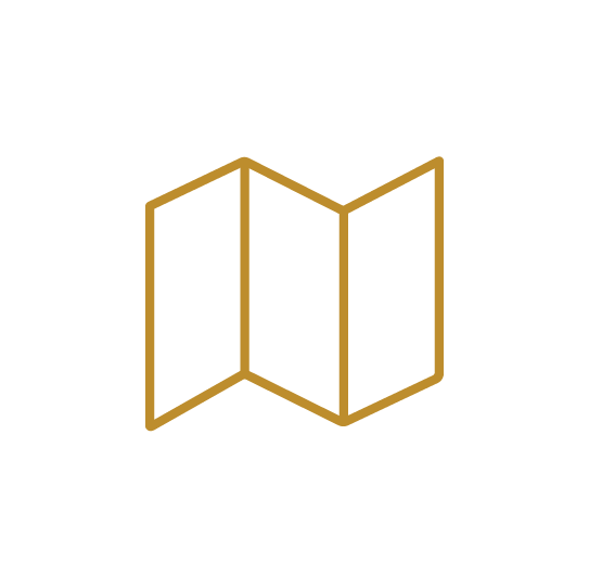 yellow outline of a trifold pamphlet