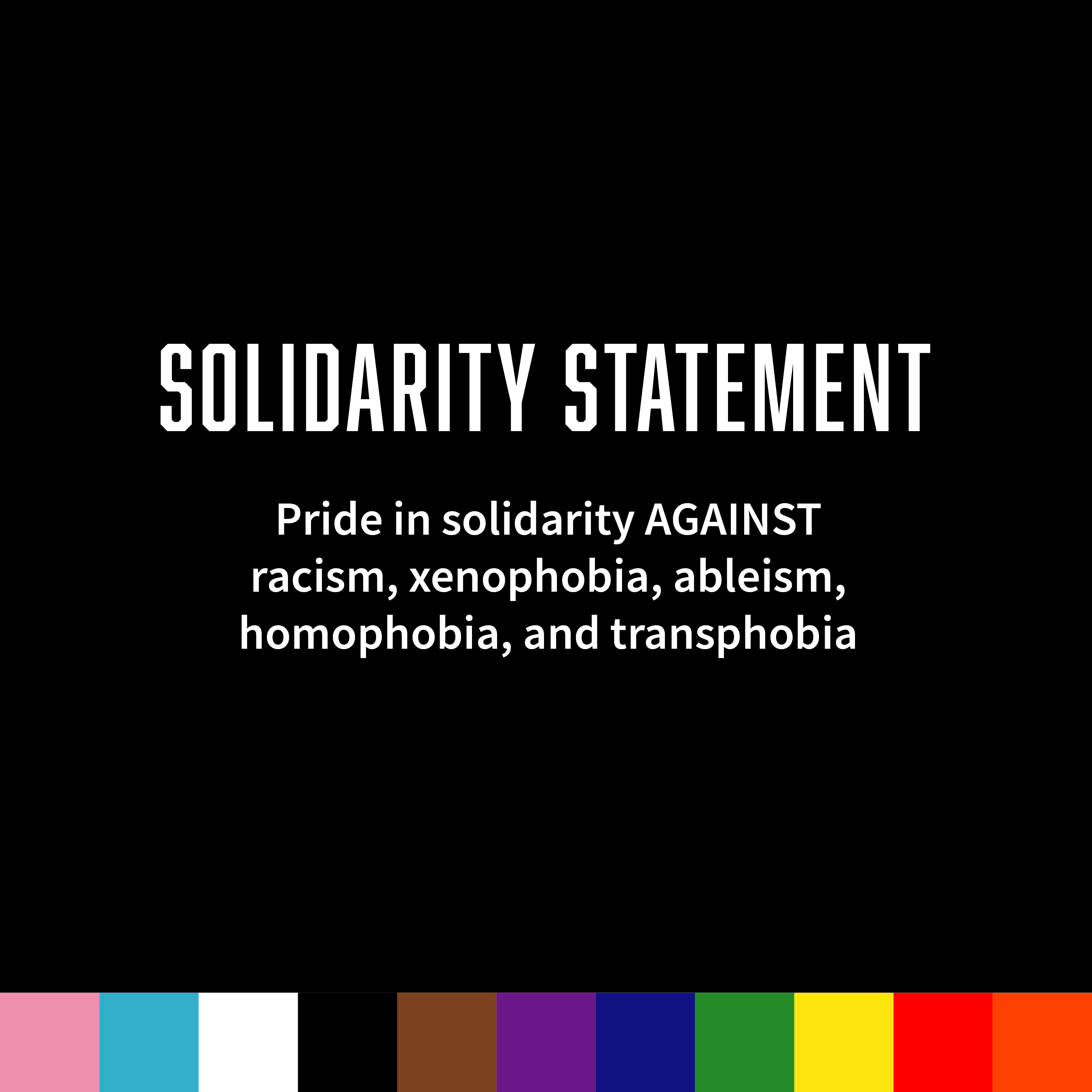 Webpage tab for solidarity statement against racism, xenophobia, ableism, homophobia, and transphobia