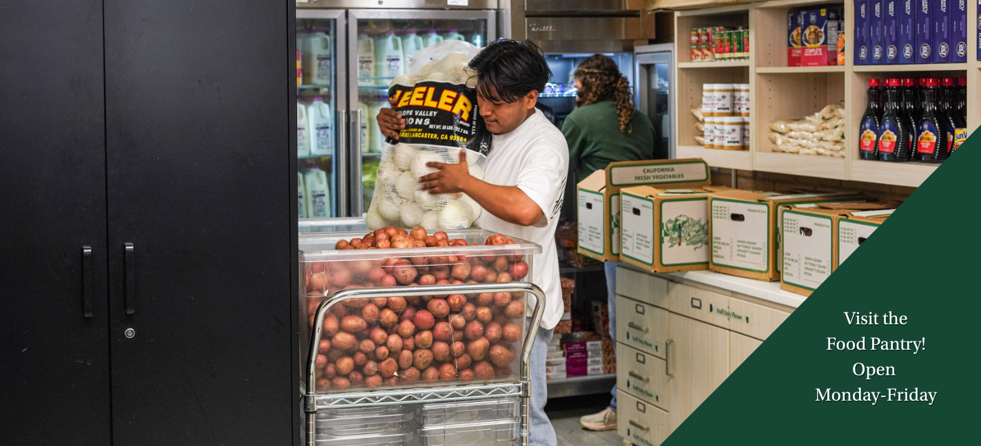 Person putting food items into the food pantry