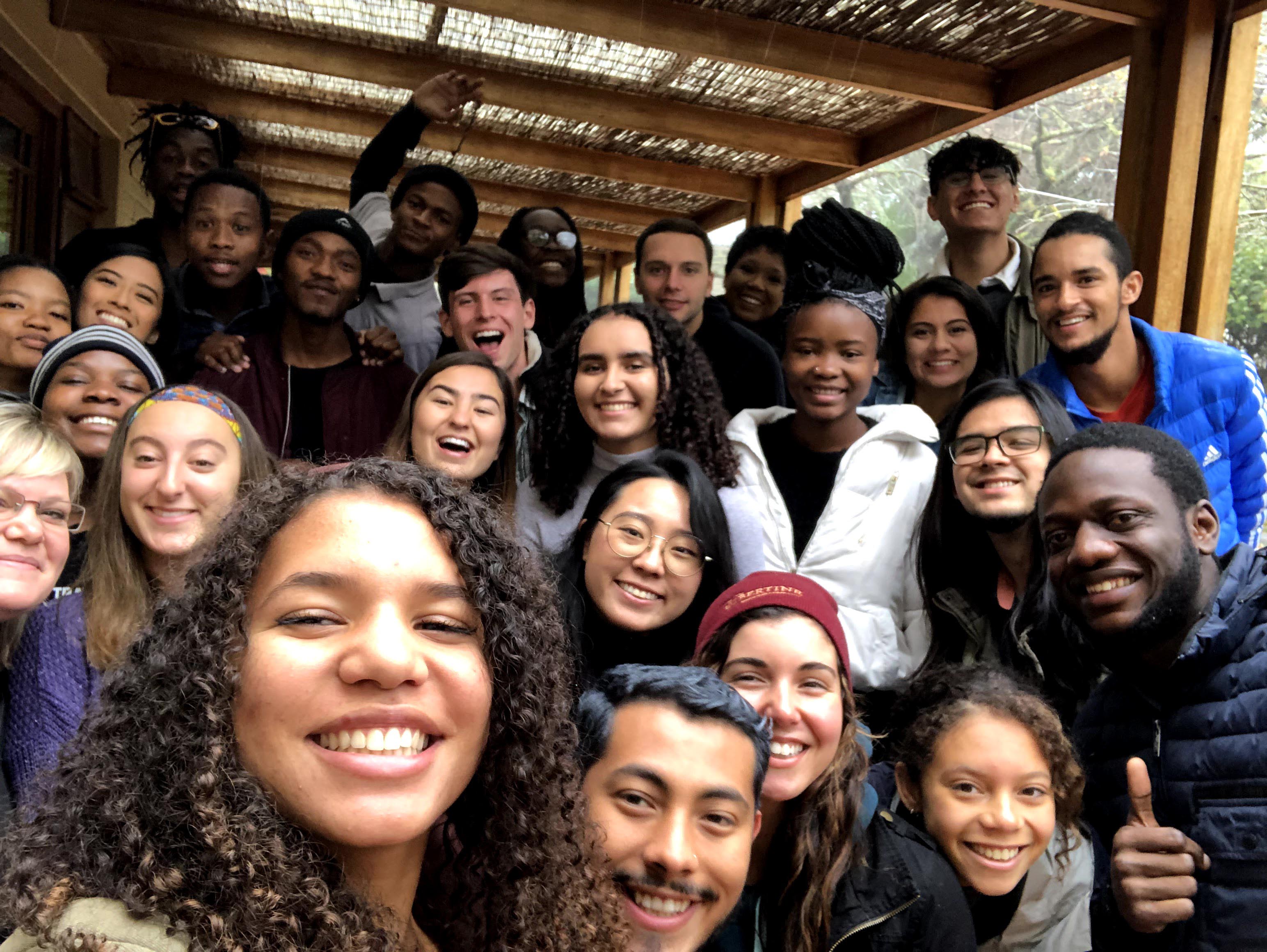 Cal Poly students, including Aurabel de Guzman Sandoc and Eliana Hollinger, pose for a group photo in Cape Town, South Africa