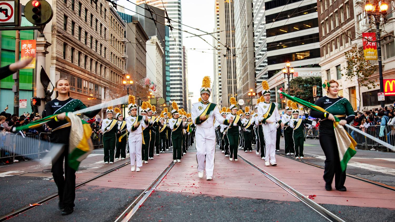 Mustang Band performing in San Francisco for Chinese New Year