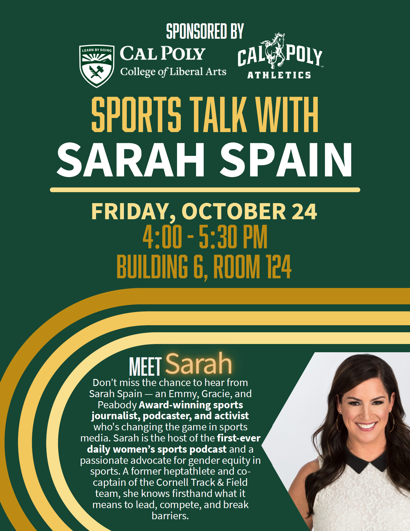 A flyer with the content text for the Sarah Spain Sports Talk