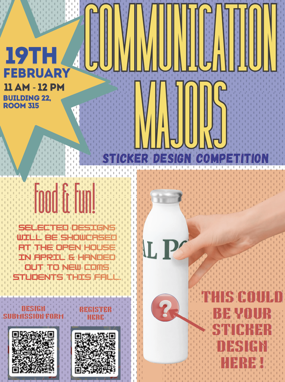 A flyer with info description of the Sticker Contest featuring a star logo