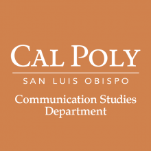 Cal Poly Coms Department logo with orange background