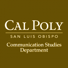 Cal Poly Coms Department logo with brown background