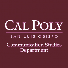 Cal Poly COMS department logo with a maroon background