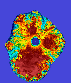 Computer simulation of star about to explode