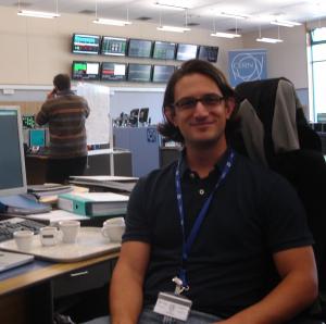 Themis Mastoridis sitting in a chair at CERN