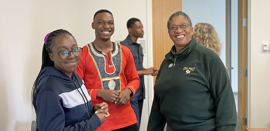 Camille O'Bryant with exchange students from Ghana