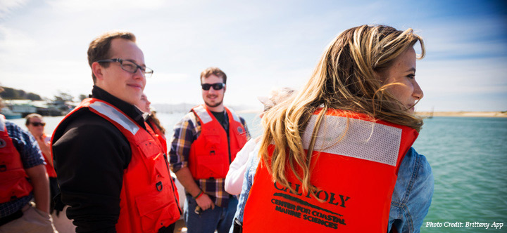 Students on the new research boat