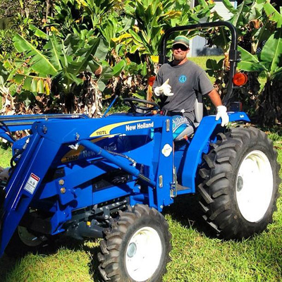 Mike Pollard on his tractor.