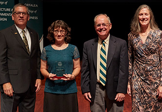 President Jeffrey D. Armstrong, Elena Keeling, Dean Emeritus Phil Bailey and Provost Kathleen Enz Finken at Keeling's award presentation