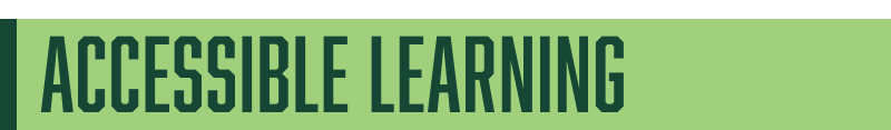 green banner saying accessible learning