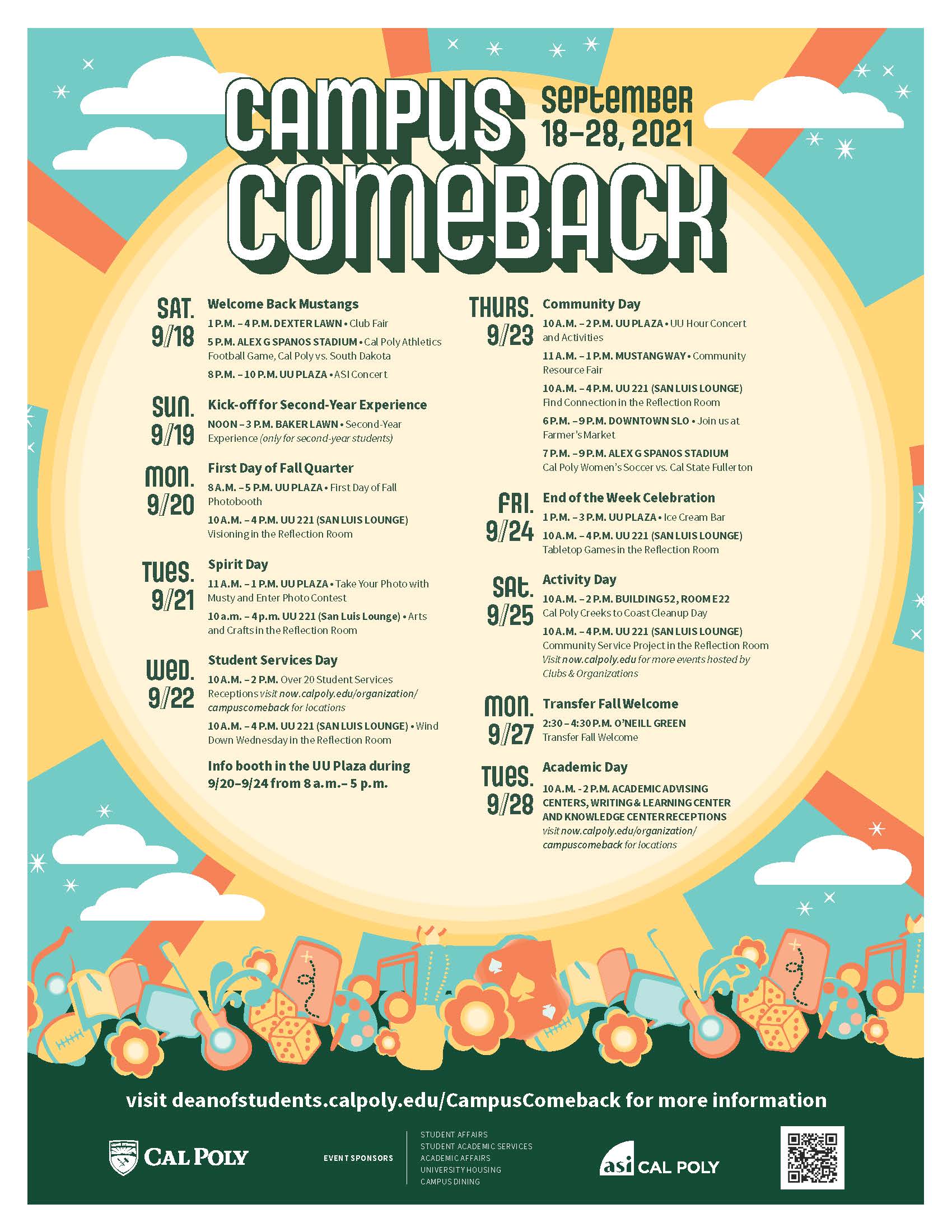 Campus Comeback schedule - click to download PDF