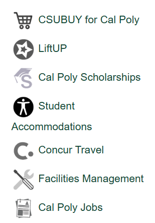 screenshot of Student Accommodations link in the My Apps menu