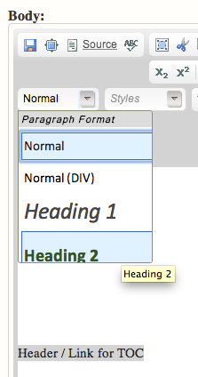 Table of contents header 2 example