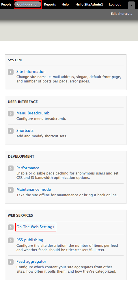 Configuration and On the web settings