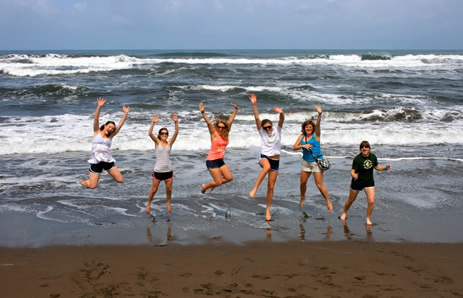 Students in Costa Rica jump for joy