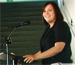 Woman giving a commencement speech