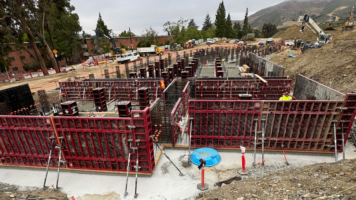 Early construction of Cal Poly's future housing.