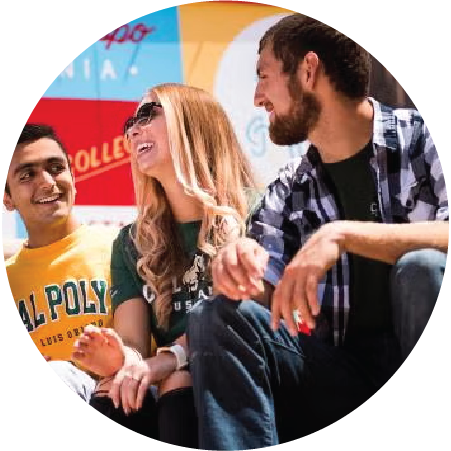 3 students sitting outside