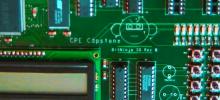 Circuit board banner with "CPE Capstone" text