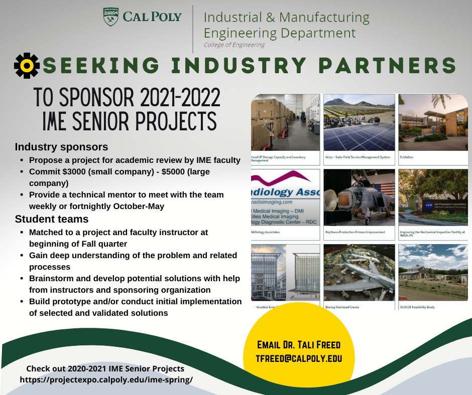 Poster advertising IME senior project sponsorship opportunities