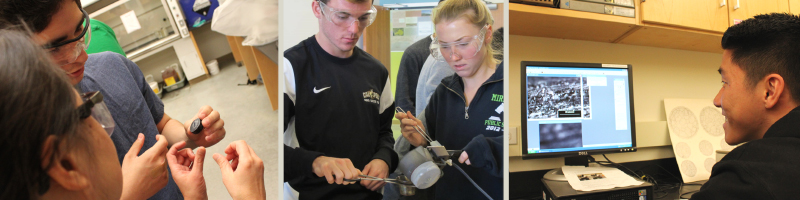 photos of students working in labs