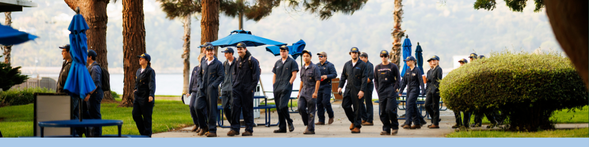 Students walk across a lawn at Cal Poly Maritime Academy.