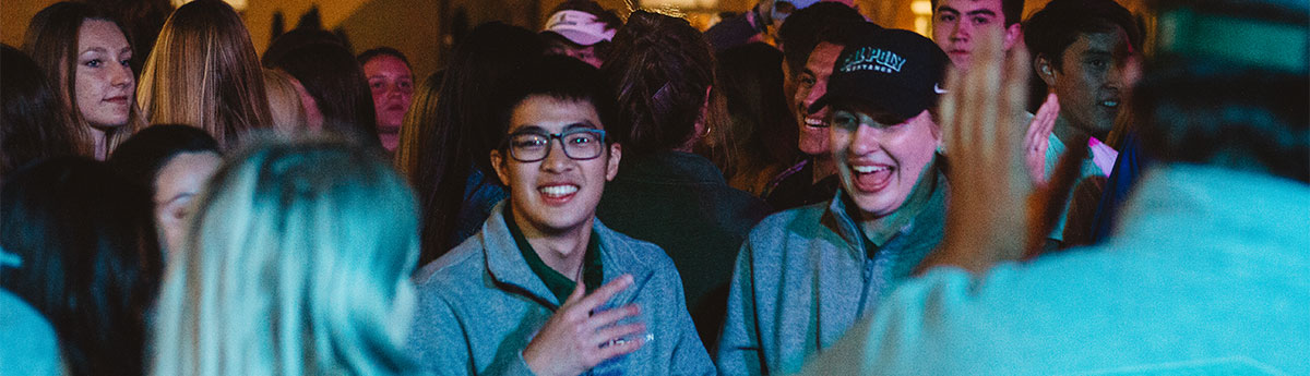 Open House attendees at Friday Night Invite in the University Union Plaza