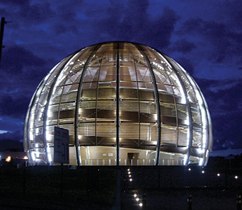 CERN spherical building at night