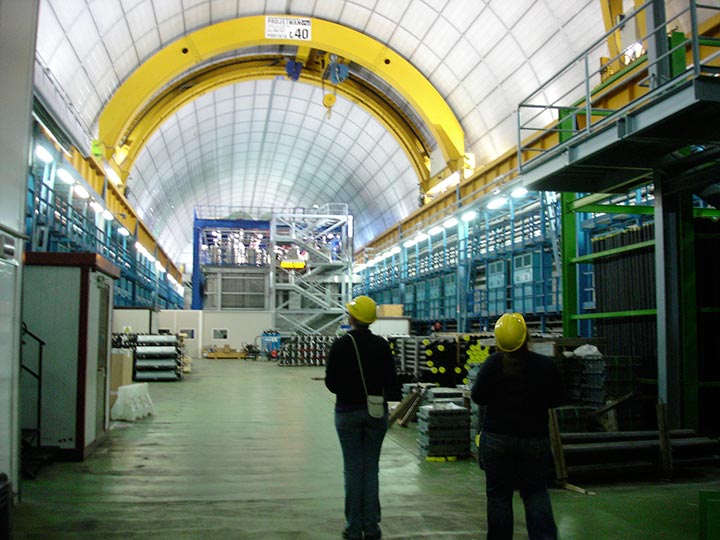 Students in a tunnel at Gran Sasso National Laboratory