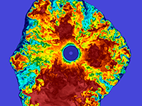 Star explosion gravitational wave simulation color map