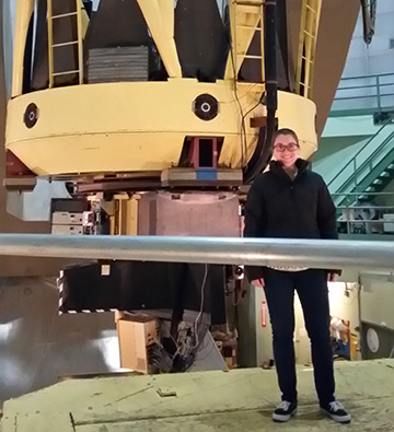 Maren Cosens in front of the Lick telescope