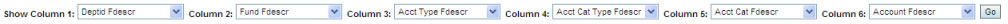 Revenue and Expense Custom Summary column selectors