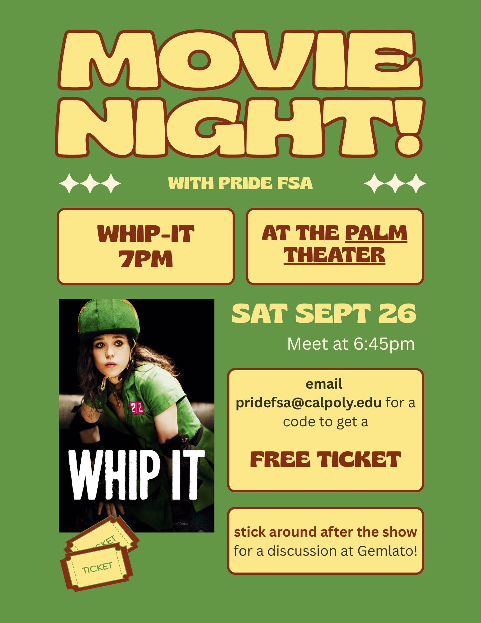 Whip It Movie Night Poster