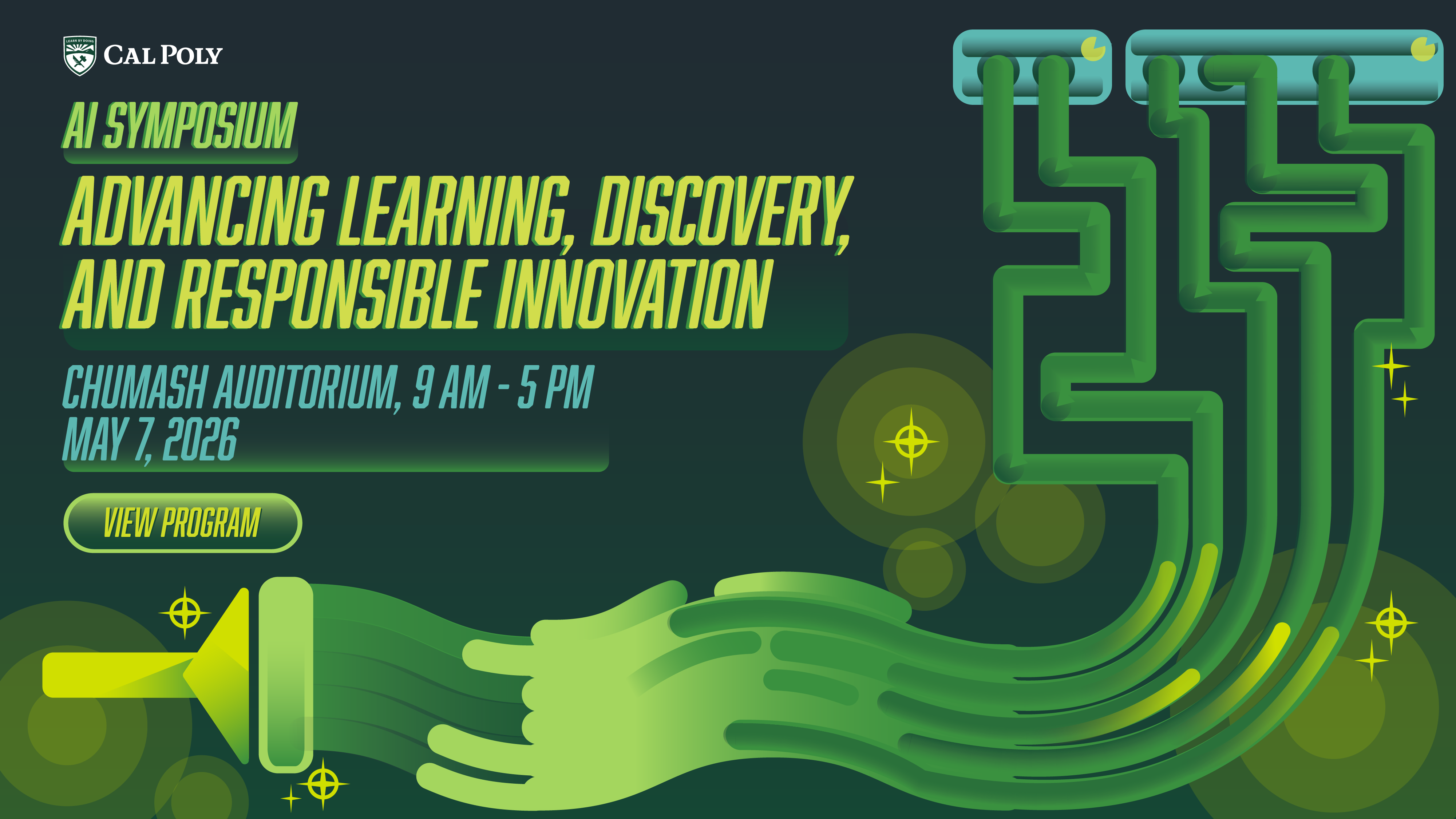 AI Symposium Official Flyer with link for visitors to view the event program