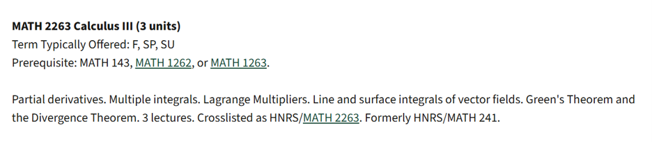 Math 2263 course description