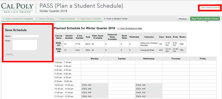 PASS (Class Schedule) - Office of the Registrar - Cal Poly, San Luis Obispo