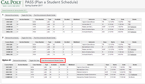 push this schedule