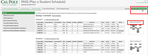 select this schedule